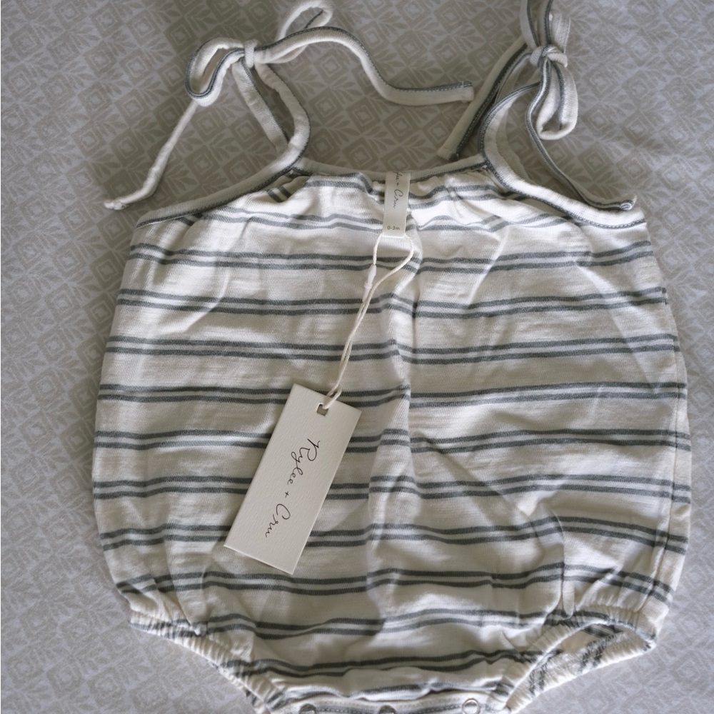 Riley + Cru Striped Baby Romper 0-3m